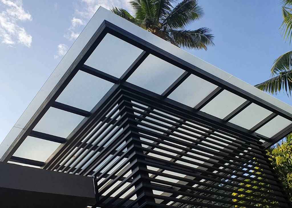 modern glass pergola